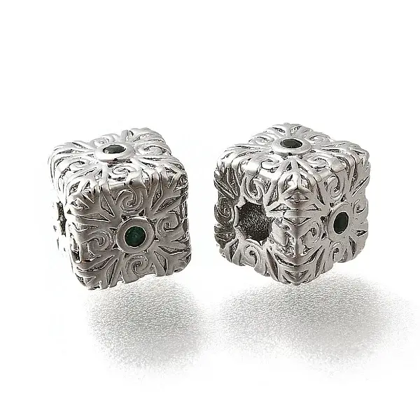 Brass Micro Pave Cubic Zirconia Beads