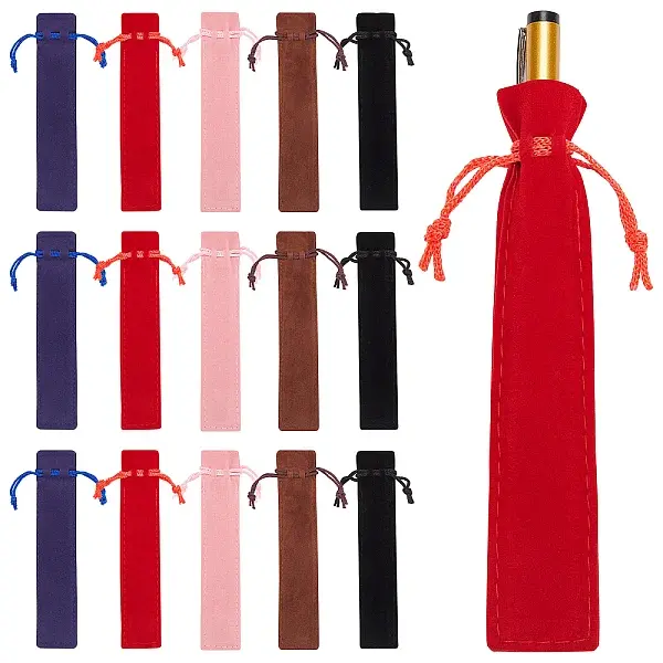150Pcs 5 Colors Velvet Pen Case