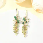 304 Stainless Steel with Natural Mixed Gemstone Stud Earrings