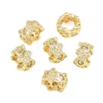 Brass Micro Pave Clear Cubic Zirconia Beads