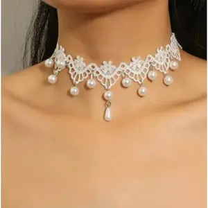 Gothic Style Resin Tassel Lace Chain Necklaces