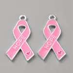 Breast Cancer Pink Awareness Ribbon Theme Alloy Enamel Pendants