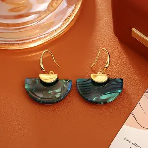 Brass & Paua Shell Dangle Earrings