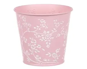 Obal na květináč růžový s bílými růžemi, 14 cm