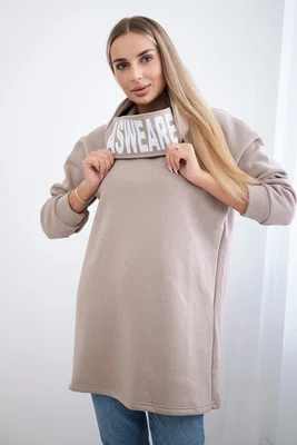 Vyztužená mikina s kapucí v béžové barvě