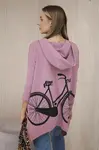 Mikina s cyklistickým potiskem tmavě růžová