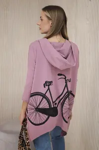 Mikina s cyklistickým potiskem tmavě růžová