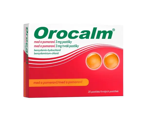 Orocalm Med a pomeranč 3 mg 20 pastilek