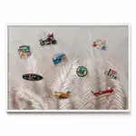 TULUP MAGNETICKÁ TABULE 100x70 cm bílý rám – Přírodní boho listy
