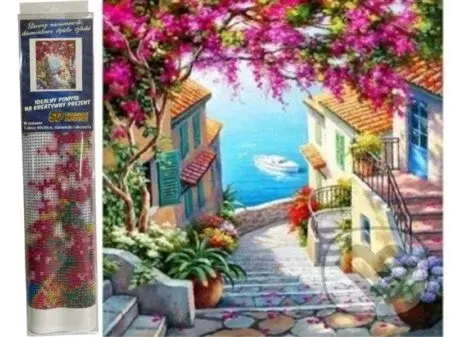 Přímořská ulička 30 x 40 cm (Diamantový obrázek)