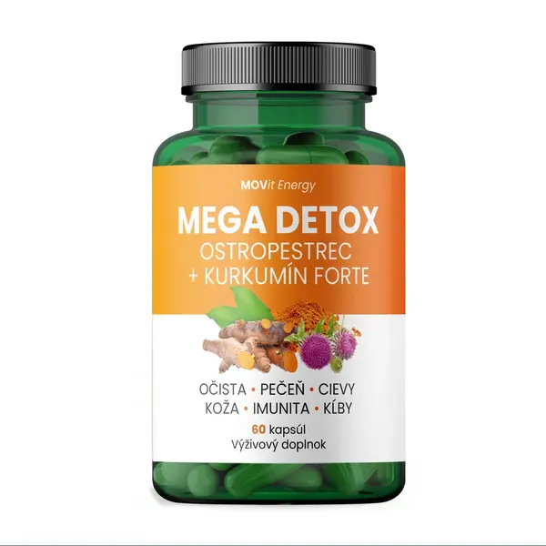 MOVit Mega Detox Ostropestrec + Kurkumín FORTE, 60 kapsúl