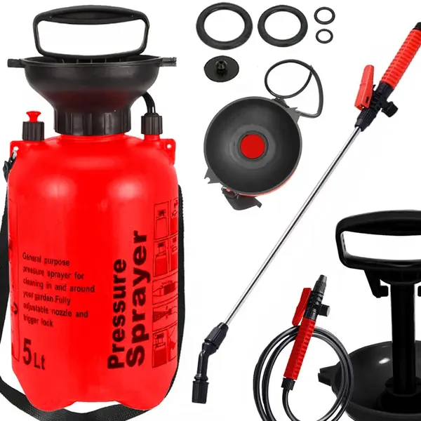 Tlakový postrekovač 5L ručný postrekovač s nastaviteľnou tryskou a popruhom