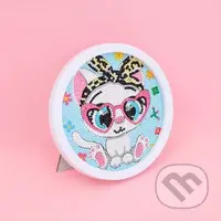 Diamantové malování s rámem - Kreslené bílé kotě 17 cm