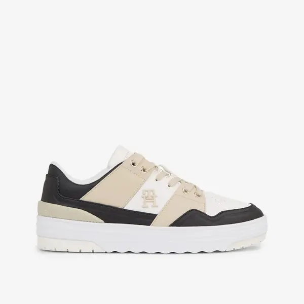 Béžovo-biele dámske kožené tenisky Tommy Hilfiger Basket Sneaker LO