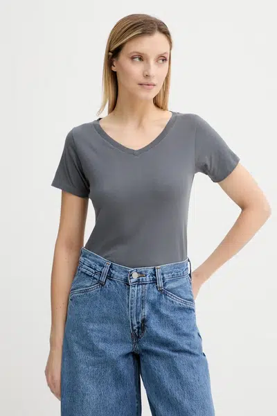 Bavlněné tričko American Vintage dámské, šedá barva, GAMI02D