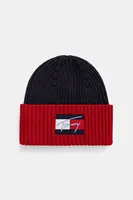 Dětská bavlněná čepice Tommy Hilfiger tmavomodrá barva, AU0AU01981