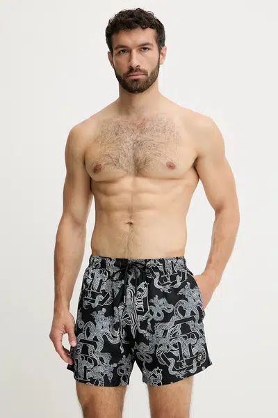 Plavkové šortky Philipp Plein černá barva, PM25MBM02