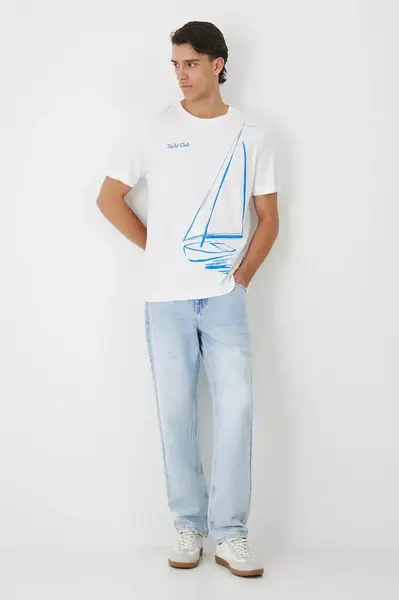 Bavlněné tričko Medicine pánské, bílá barva, s potiskem