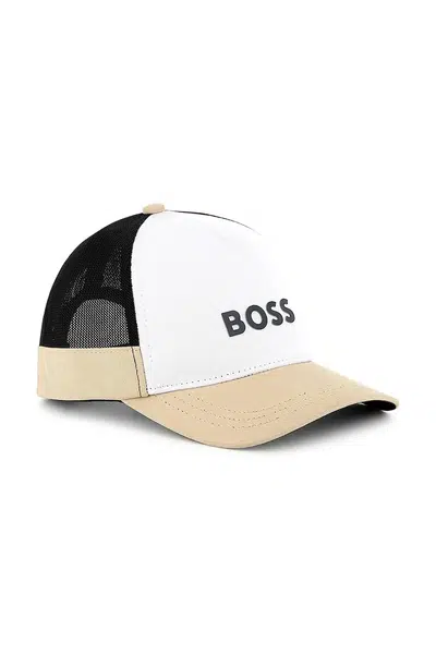 Dětská bavlněná kšiltovka BOSS béžová barva, s potiskem, J51687
