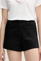 Kraťasy Sisley dámské, černá barva, high waist, 4ED4L901N