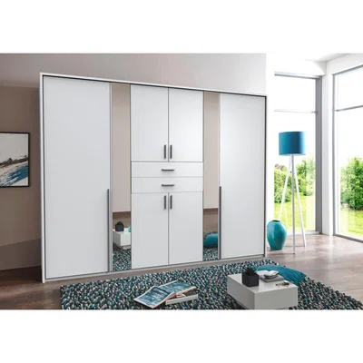Carryhome ŠATNÍ SKŘÍŇ SE ZRCADLEM, bílá, 270/208/58 cm