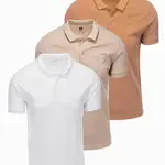 Ombre BASIC men's cotton polo t-shirt set - white/white/light brown