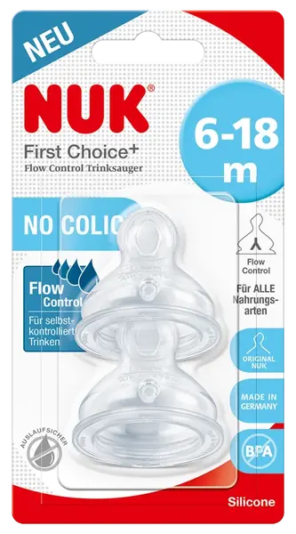 NUK FC+náustok  Flow Control (6-18m.) 2 ks