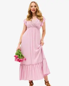 Resti Women's pink long dress with lace - Clothing