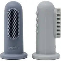 Mushie Finger Toothbrush detská zubná kefka na prst Tradewinds/Stone 2 ks