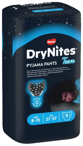 HUGGIES® Dry Nites large pre chlapcov plienkové nohavičky 27-57 kg 9 ks