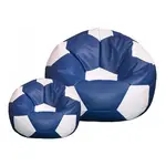 Sedací vak lopta 100x100 cm + podnožník tmavomodrá biela