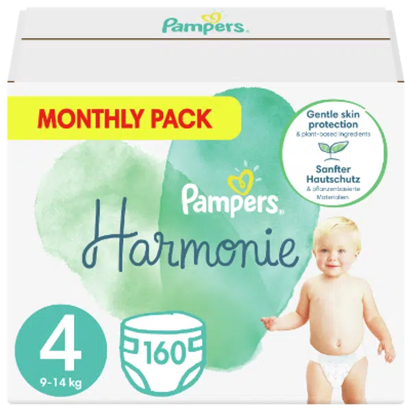 PAMPERS HARMONIE VEĽKOSŤ 4, 160KS 9-14KG