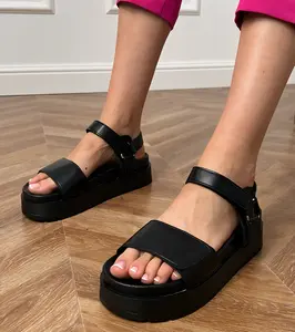 Gemre Black eco-leather platform sandals Trensi