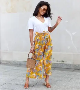 Gemre Yellow women's wide pleated pants Sijam