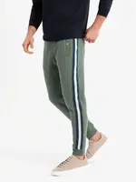 Ombre Men's sweatpants with piping and leg ribbing - olive