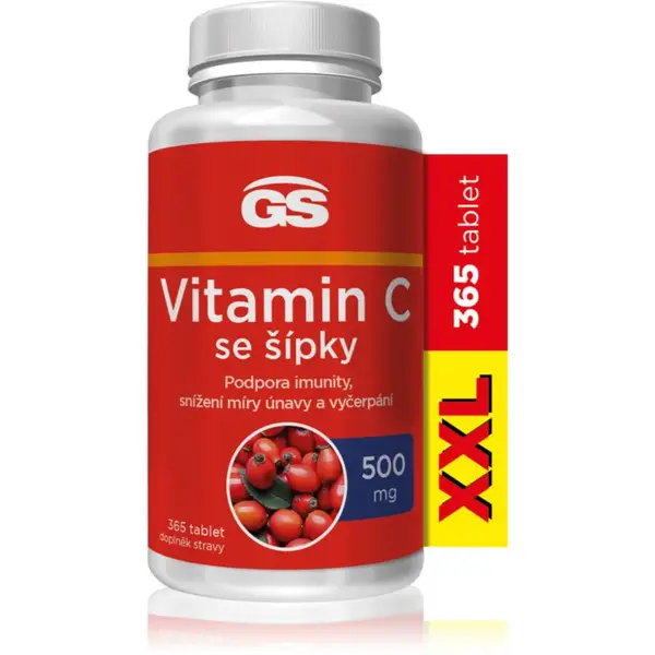 GS Vitamin C 500 mg se šípky tablety na podporu imunitného systému, pre krásnu pleť a nechty 365 tbl