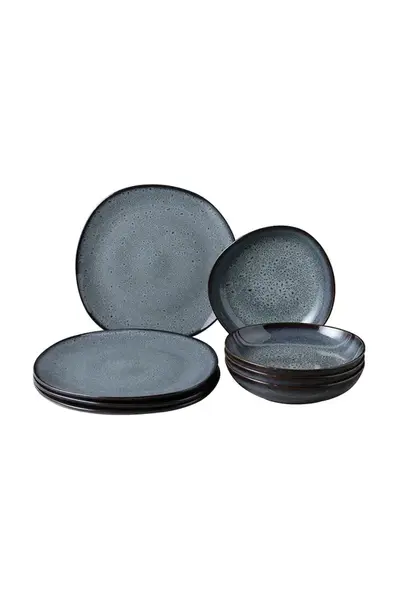Jídelní set pro 4 osoby Villeroy & Boch Lave Gris 8-pack modrá barva