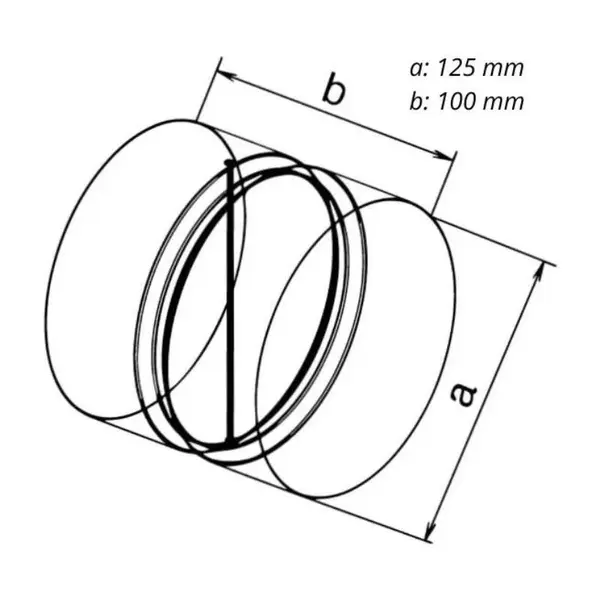 Klapka zpětná kovová ZKK, Ø 125 mm 0642