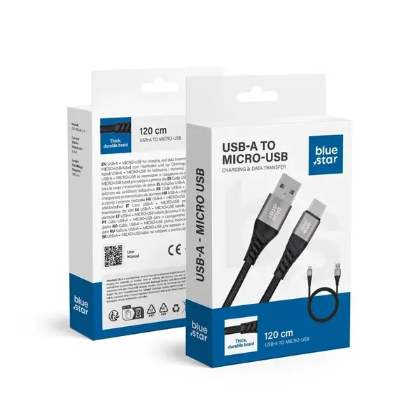 BlueStar kabel USB - Micro USB 1,2 m, černý