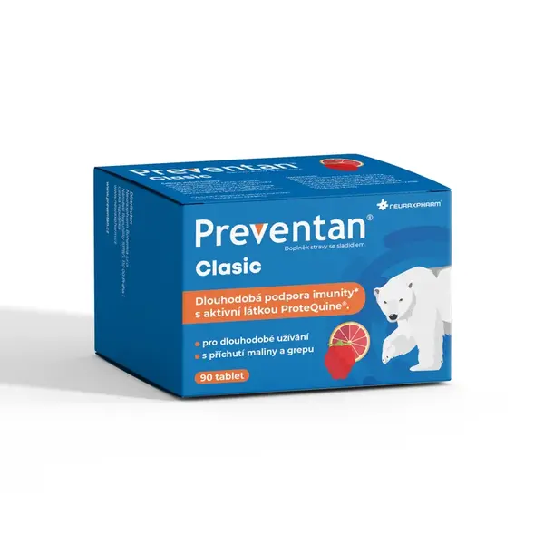 Preventan Clasic s příchutí maliny a grepu 90 tablet