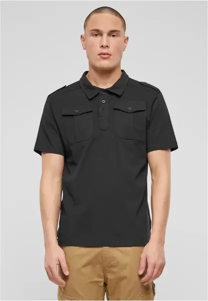 Jersey Jon Polo Shirt with Half Sleeve Black