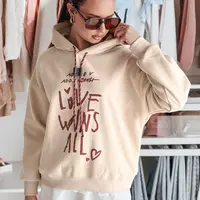 Bluza damska oversize z kapturem LOVEWILL beżowa Dstreet