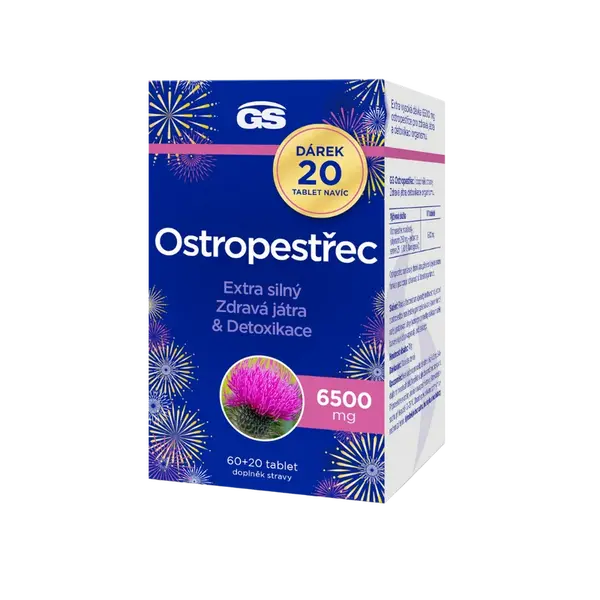 GS Ostropestřec 6500 mg, 60+20 tablet NAVÍC, dárkové balení 2025