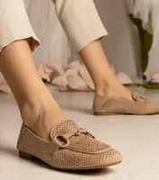 Gemre Brown Women's Perforated Loafers with Decoration Mensory