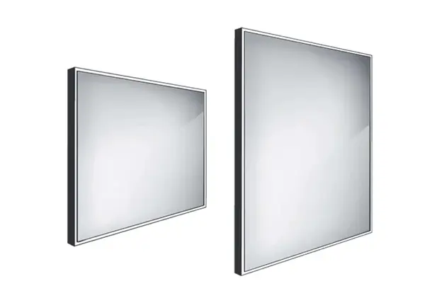 Nimco Zrcadla - Zrcadlo s LED osvětlením, 80x70 cm, hliník/černá ZPC 13003-90