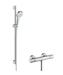 Hansgrohe Croma Select S - Sprchový set Vario s termostatem, 3 proudy, sprchová tyč 90 cm, bílá/chrom 27014400