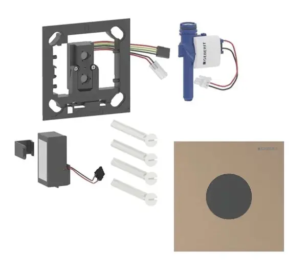 Geberit - Elektronické ovládání splachování pisoárů typ 40, bateriové napájení, easy to clean, Bluetooth, kartáčované červené zlato 116.034.QB.1