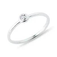 Bezel prsteň z bieleho zlata s briliantom KLENOTA