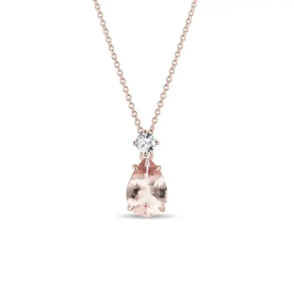 Přívěsek s morganitem a briliantem v růžovém zlatě KLENOTA