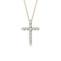 Diamantový přívěsek křížek ve žlutém zlatě KLENOTA